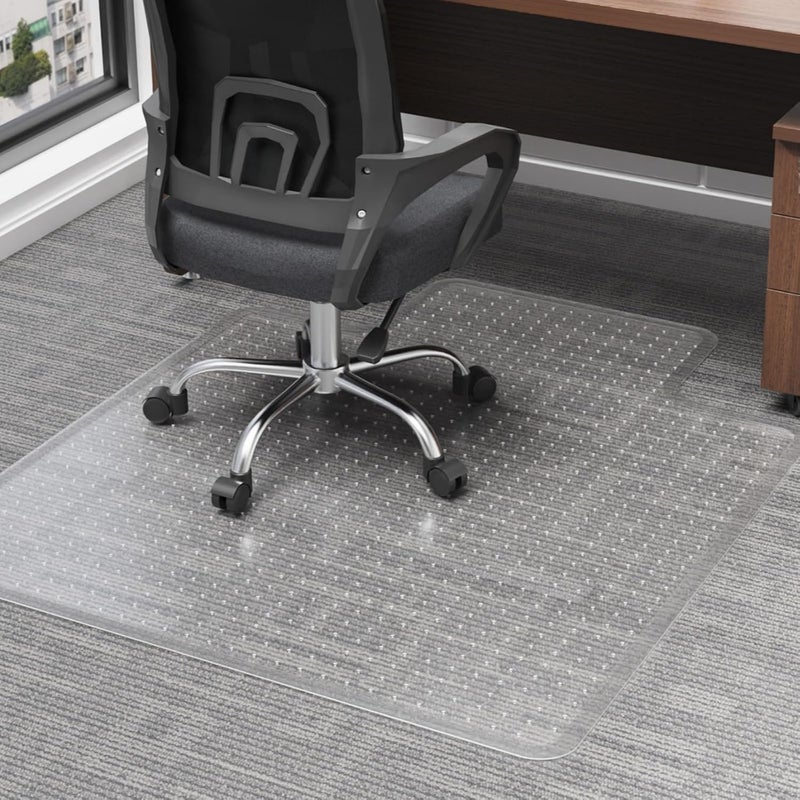 FUNMAT Chair Mat for Carpet, 45" x 53" Easy Glide Desk Chair Mat for Carpeted Floors, Beveled Edge Vinyl Mat with Grips, Heavy Duty Carpet Protector for Home Office, Clear(with Lip) - Image 1